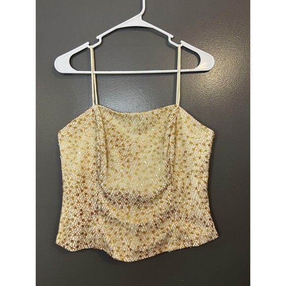 Cicci Sequin Crop Top Womens XL Spaghetti Strap Party Made In USA 1309 - Picture 1 of 9
